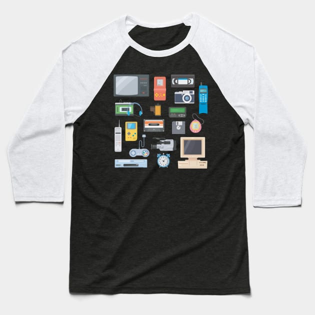 Retro Tech Baseball T-Shirt by oskibunde